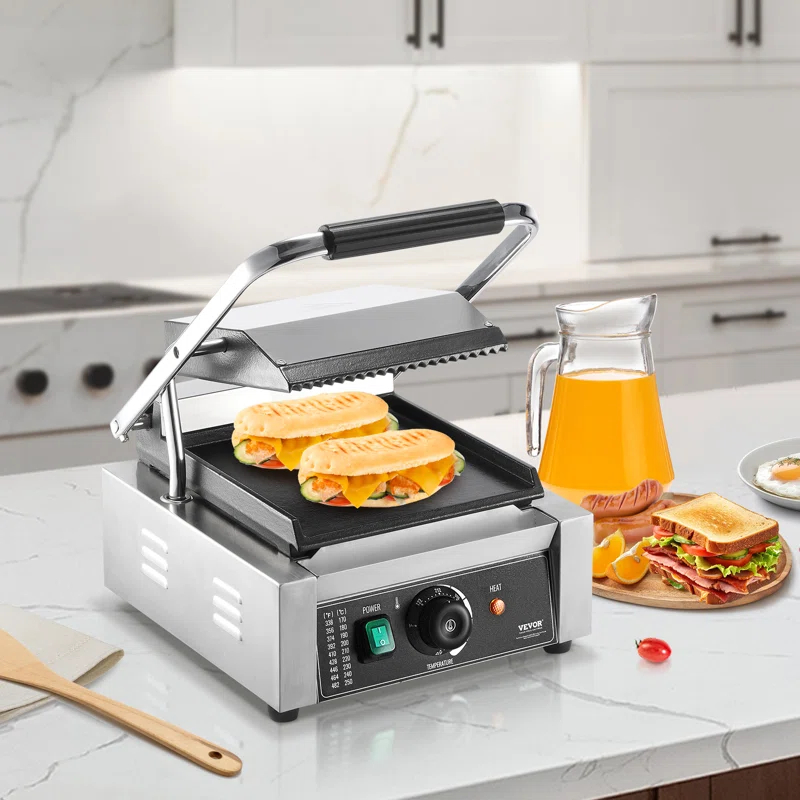 Stellweilan Tessberg Commercial Panini Press Grill Electric Sandwich Maker Griddle Plate 9"x9"
