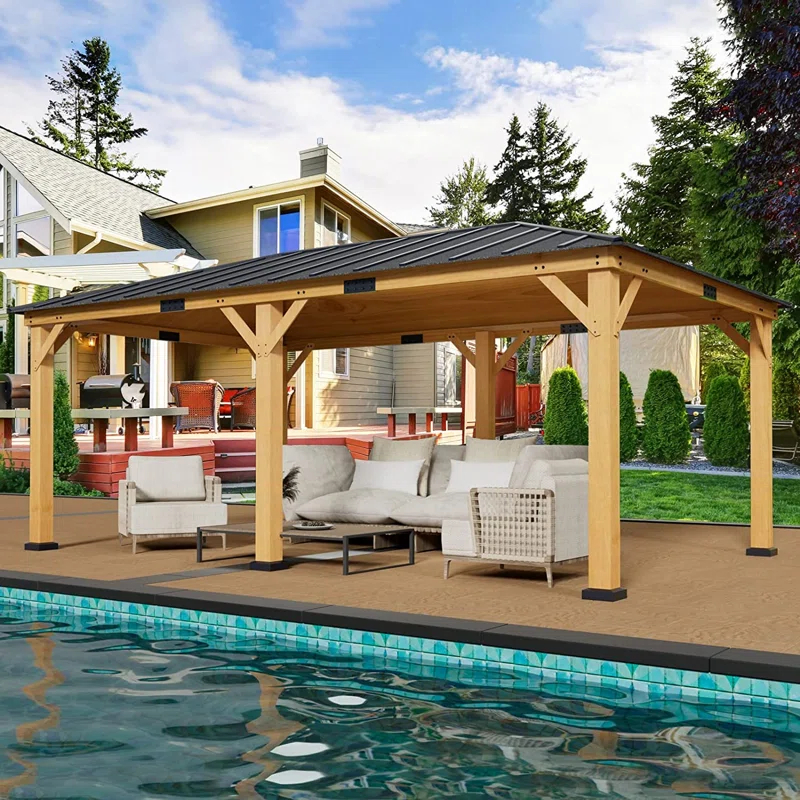 EROMMY 20 Ft. W X 12 Ft. D Solid Wood Patio Gazebo