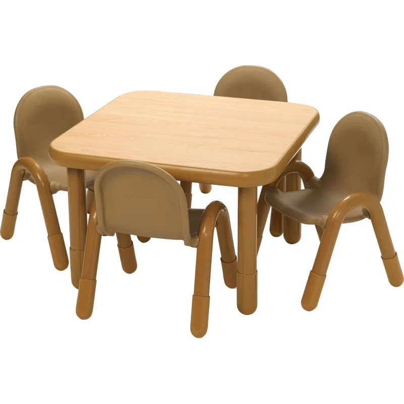 Angeles BASELINE Preschool 30" Square Table & Chair Set - Natural Wood