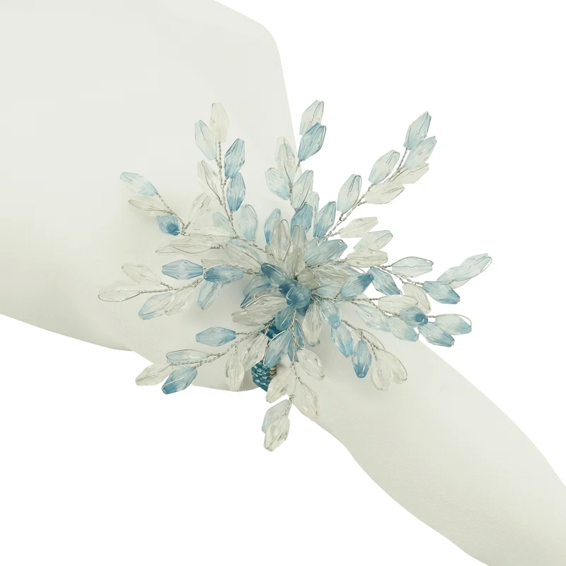 Saro Beaded Flower Napkin Ring (Set of 4)
