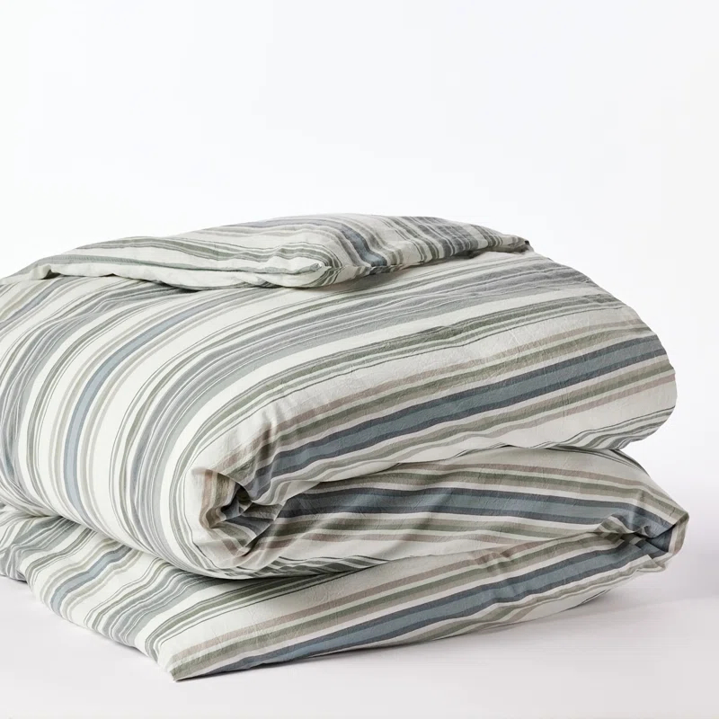 Coastal Organic Duvet Cover Shoreside Stripe