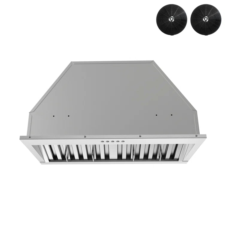 Streamline Bath Streamline 28 In. T-4267-1-CL Belsito Convertible Insert 350 CFM Range Hood In Brushed Stainless Steel With Baffle Filters, Electronic Button Control, LED Light T-4267-1-CL