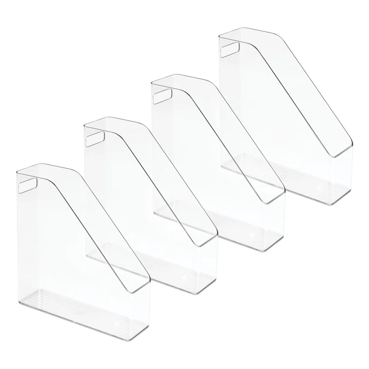 mDesign mDesign Plastic Slim File Folder Storage Organizer with Handle (Set of 4)