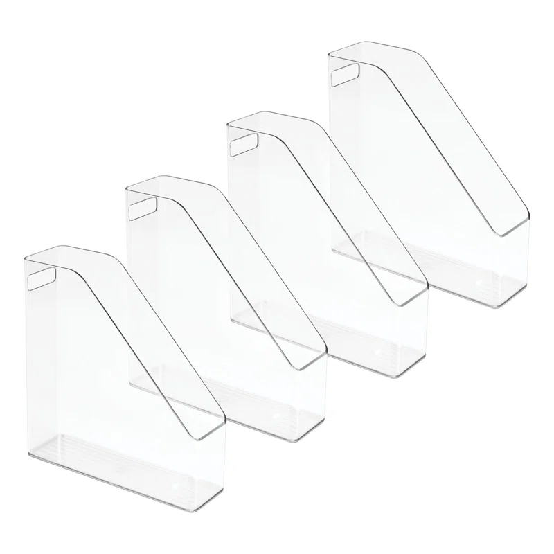 mDesign mDesign Plastic Slim File Folder Storage Organizer with Handle (Set of 4)