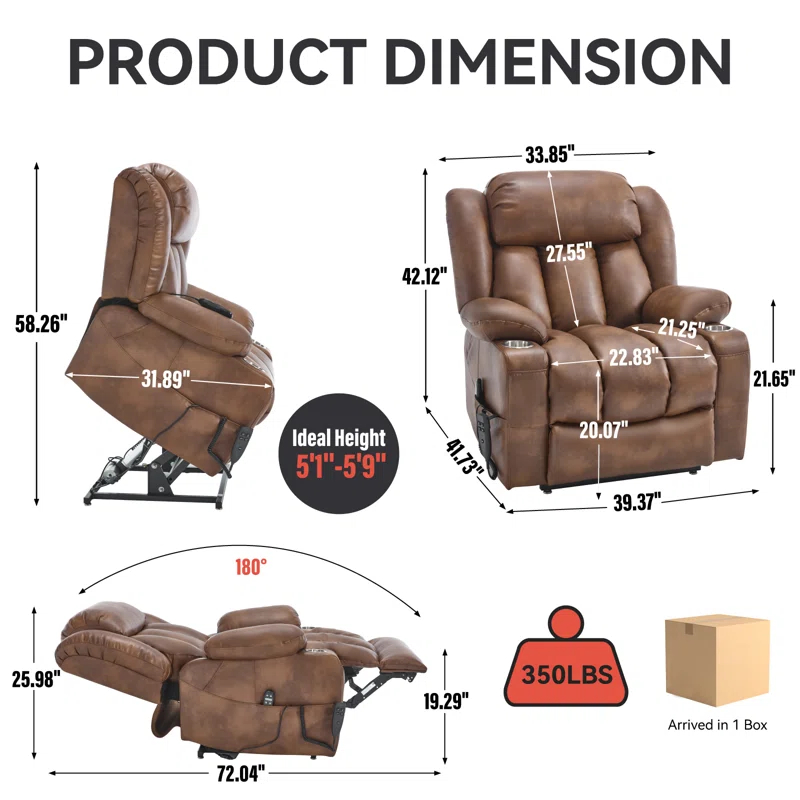 iYofe Dual Motor Lift Recliner Chair, Large Electric Chair Elderly, 8-Point Vibration Massage & Lumbar Heating, Up To 350 LBS, Cup Holders, Infinite Position