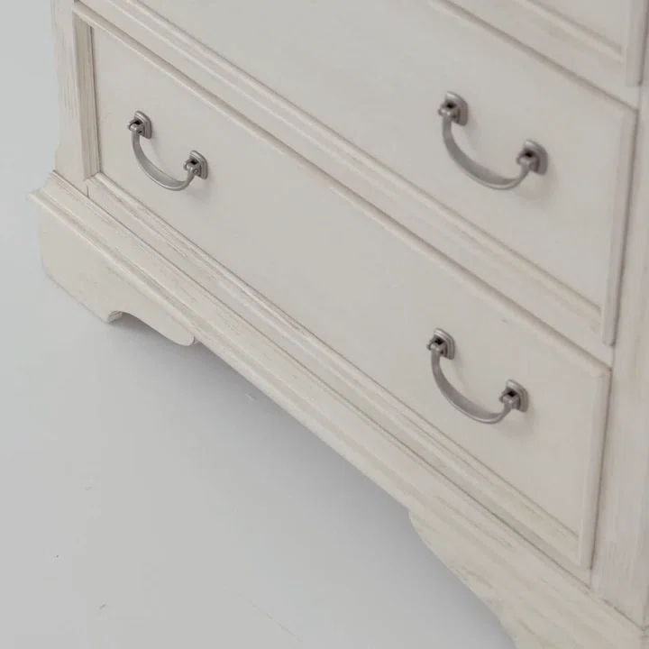 Canora Grey Dina Antique White 5 Drawer Chest w/ Stained Interior