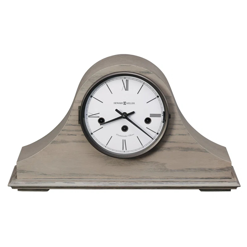 Howard Miller® Lakeside Modern & Contemporary Roman Numeral Oak Wood Key-Wind/Westminster Tabletop Clock in Gold