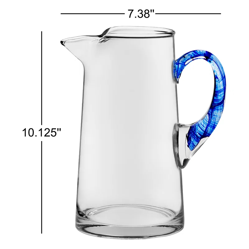 Libbey Cabos Blue-Handled Glass Pitcher, 90-ounce