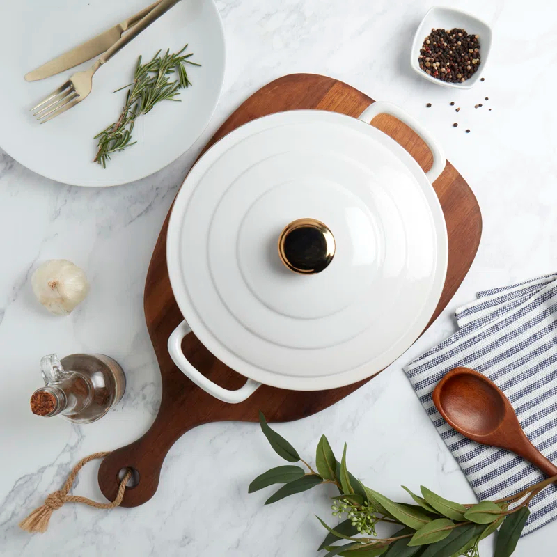 Denmark Denmark Tools for Cooks 3-Quart Stoneware Casserole Pan Baking Dish with Lid, White