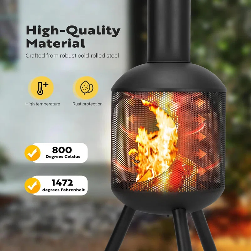 Romn 46.7'' H Steel Outdoor Chiminea