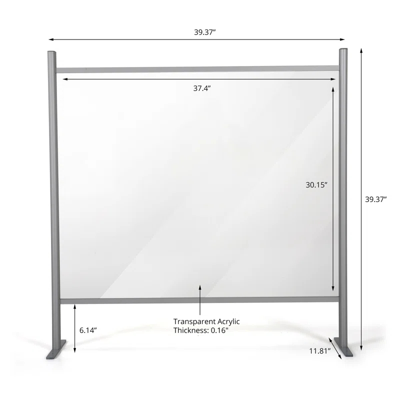 MT Displays Metal/Glass 1 Panel Sneeze Guard with Pass Through Window