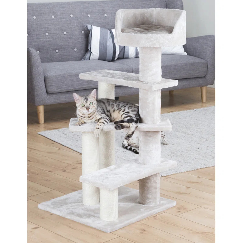 TRIXIE TRIXIE Tulia Senior 40.2" Cat Tower, 4-Level Cat Tree, Sisal Scratching Posts, Plush Platforms, Top Platform Bed