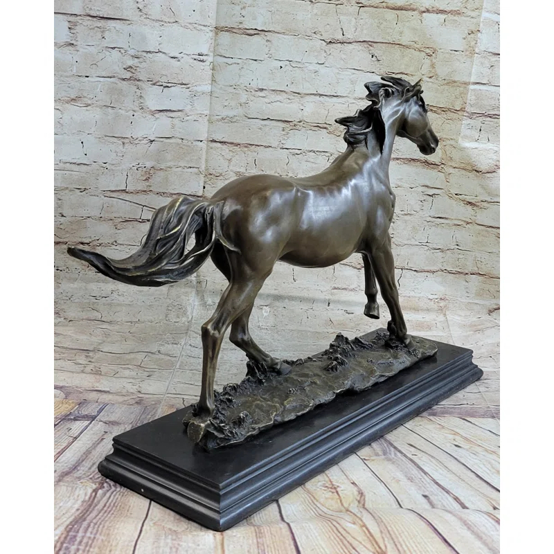 Canora Grey Galloping Horse Bronze Statue Sculpture Equestrian Art Pj Mene 15 Inches X 24 Inches