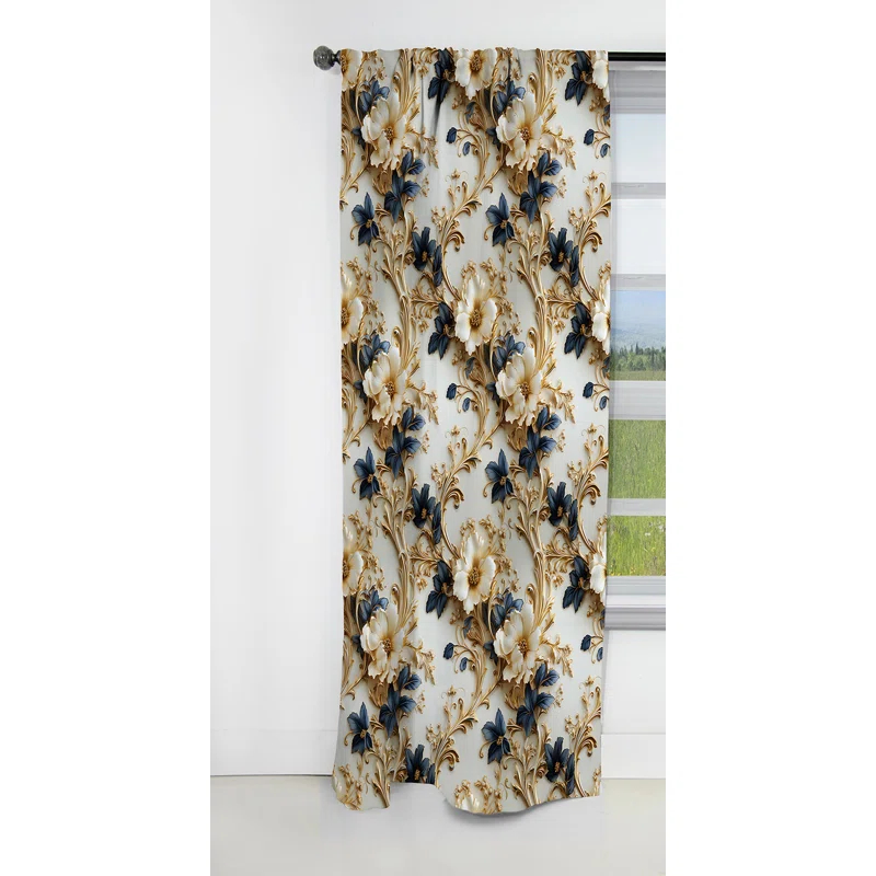 Design Art Vintage Ornamental Frames Victorian Pattern I - Damask Curtain - Blackout Curtain - 1 Panels