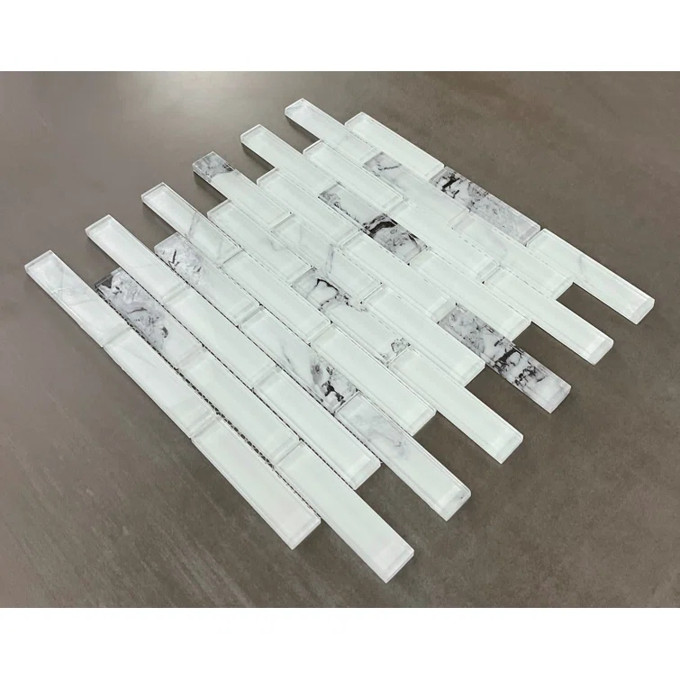 ES Stone Art Craft Brick Joint 1" x 4" Glass Mosaic Wall Tile (Set of 10)