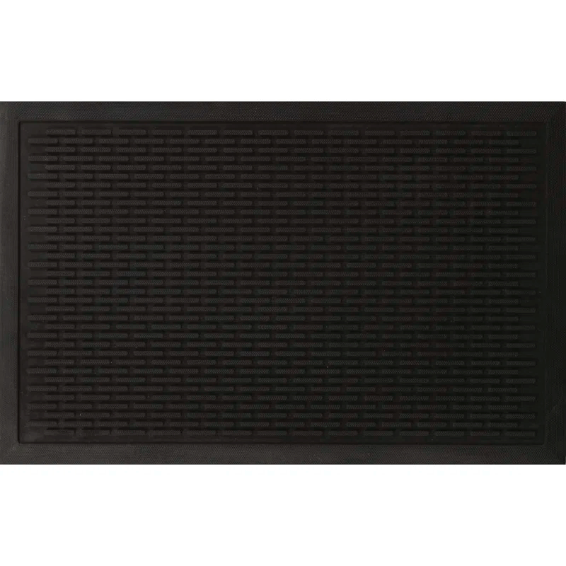 Ottomanson Easy clean, Waterproof Non-Slip Indoor/Outdoor Rubber Doormat, Black