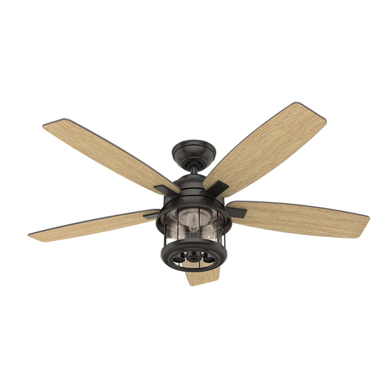 Hunter Fan 52" Coral Bay 5 - Blade Outdoor Standard Ceiling Fan with Remote Control and Light Kit Included