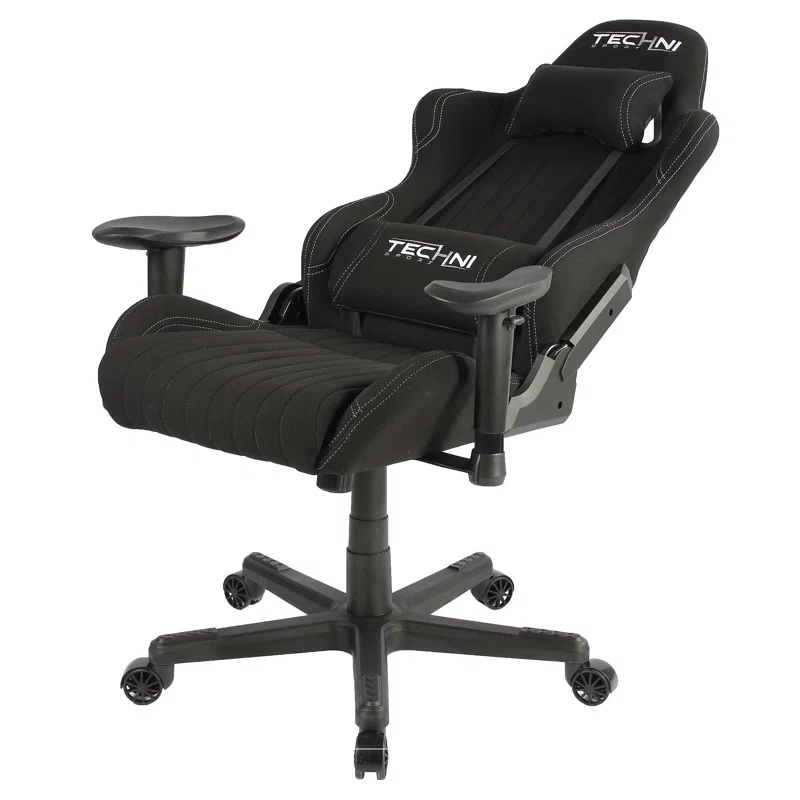 Techni Sport Techni Sport Adjustable Reclining Ergonomic Swiveling PC & Racing Game Chair in Black
