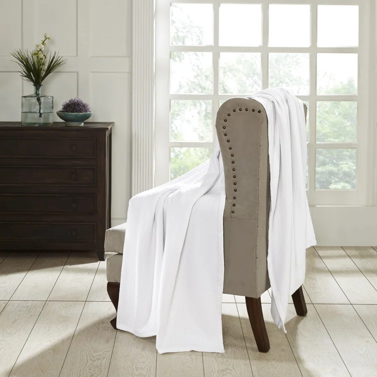 Superior Waffle Weave Honeycomb Knit Soft Textured All-Season Cotton Blanket