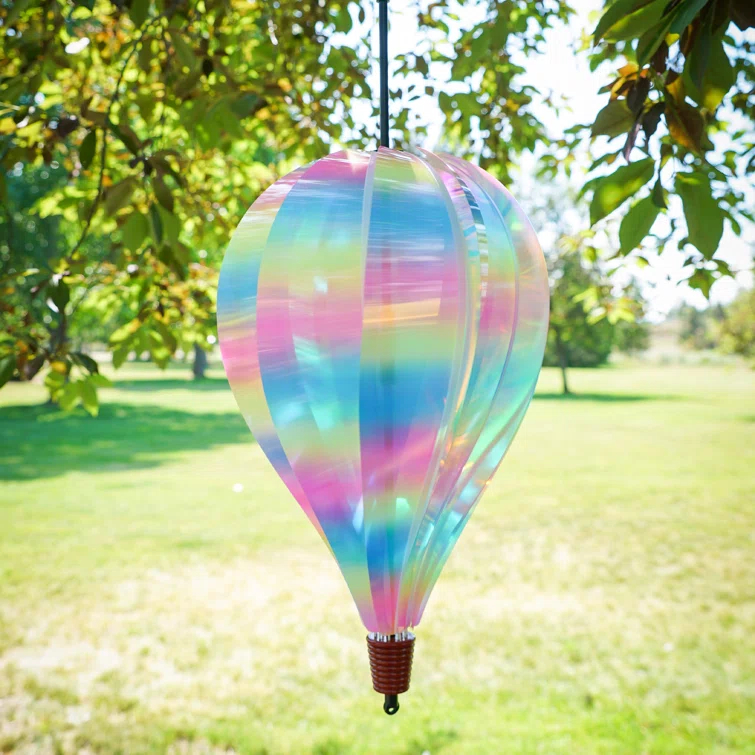 In The Breeze Striped Iridescent 10-panel Hot Air Balloon Spinner