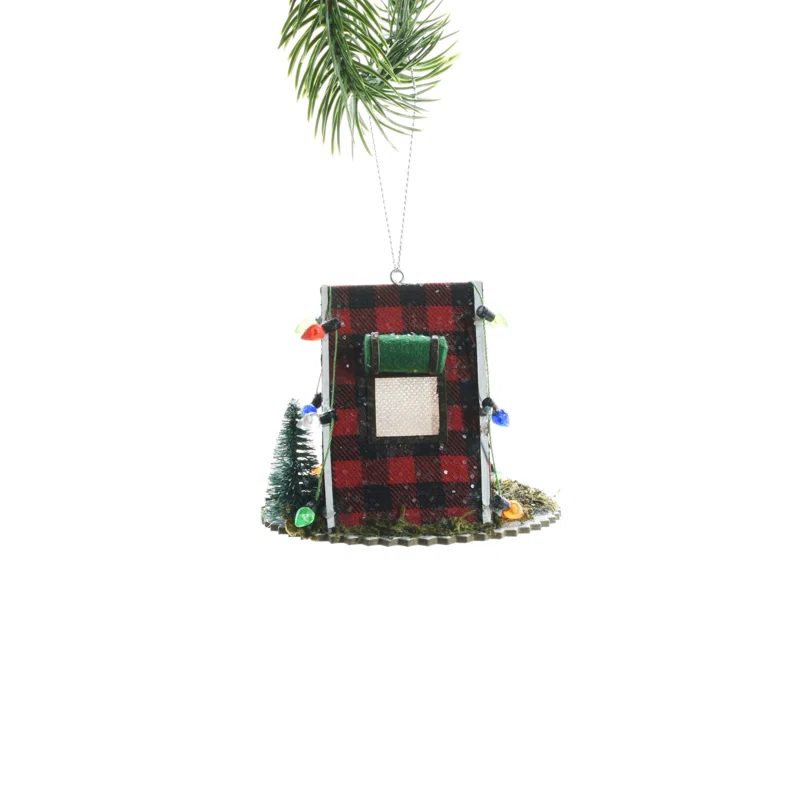 Starlight Collection Red Hanging Buffalo Plaid Rustic Tent LED Ornament (Pack Of 4) | Wayfair