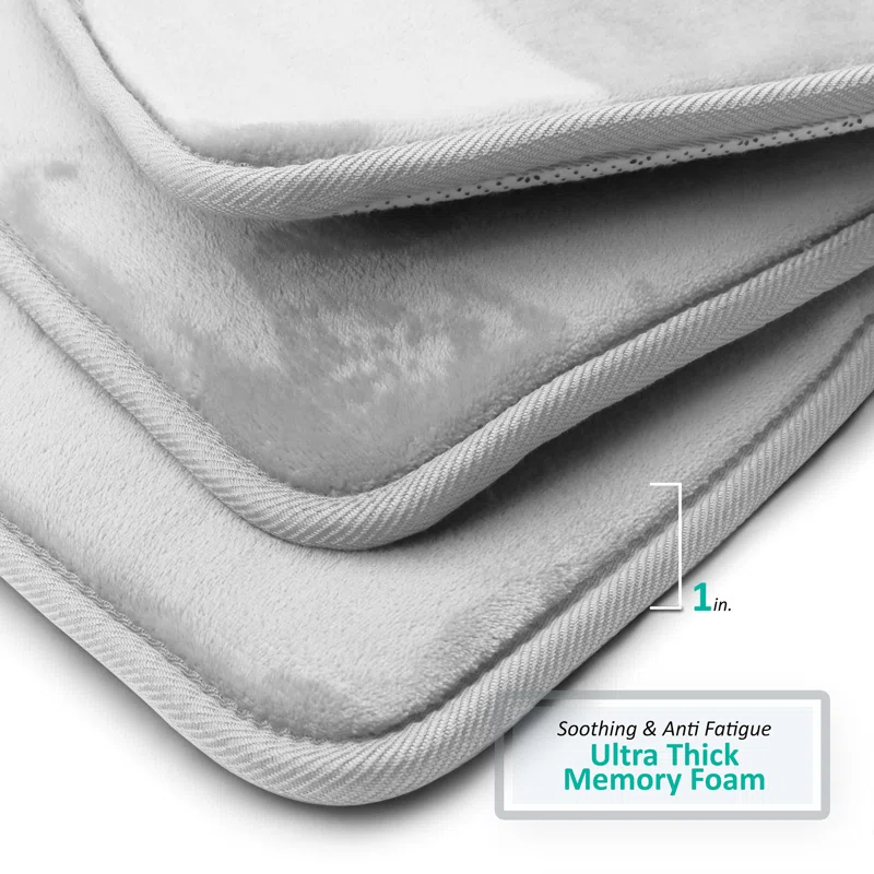 Clara Clark Ultra Soft and Absorbent Memory Foam Bath Rug Set with Non-Slip Backing