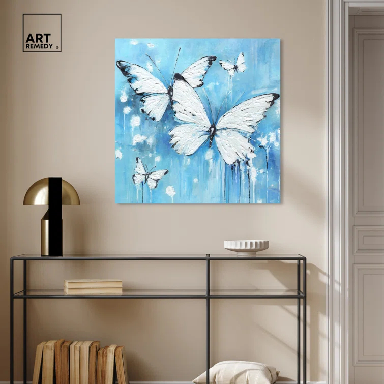 Art Remedy Art Remedy Textured Blue Butterflies Framed Butterfly 56175