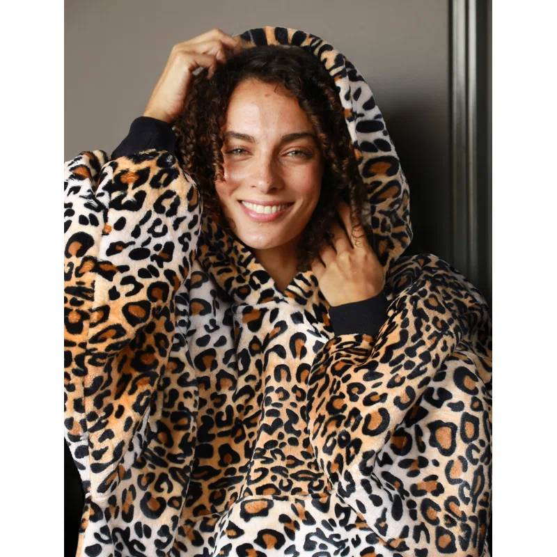 Catalonia Full Body Blanket Hoodie Sweatshirt, Extra Long Oversized Comfortable Sherpa Lounging Pullover