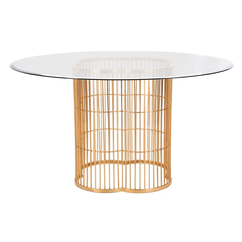 Safavieh Couture Noore Round Glass Top Metal Base Dining Table