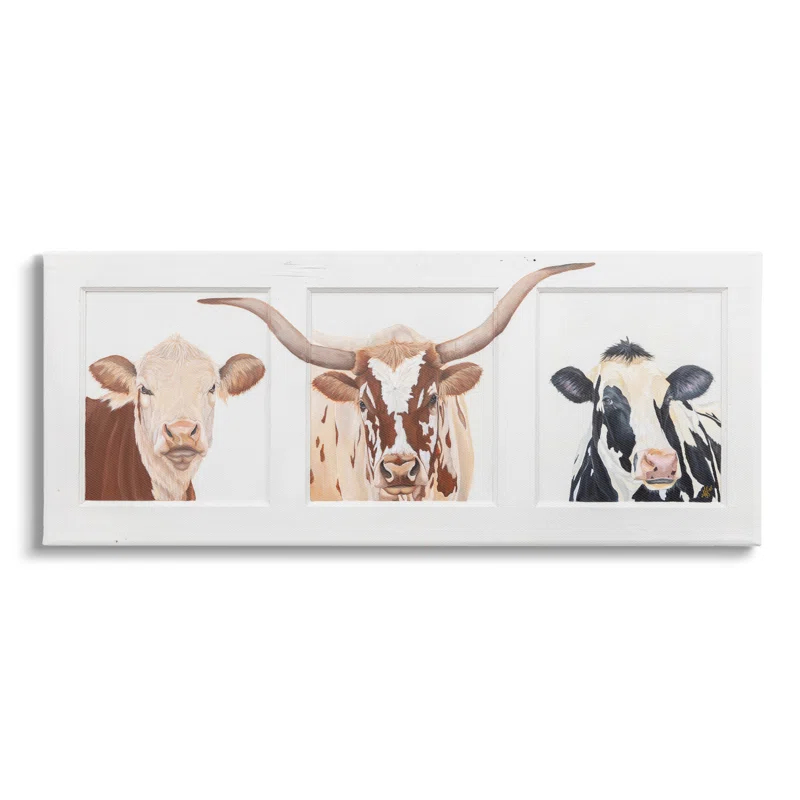 Stupell Industries " Country Rustic Cattle Portraits " by Diane Fifer