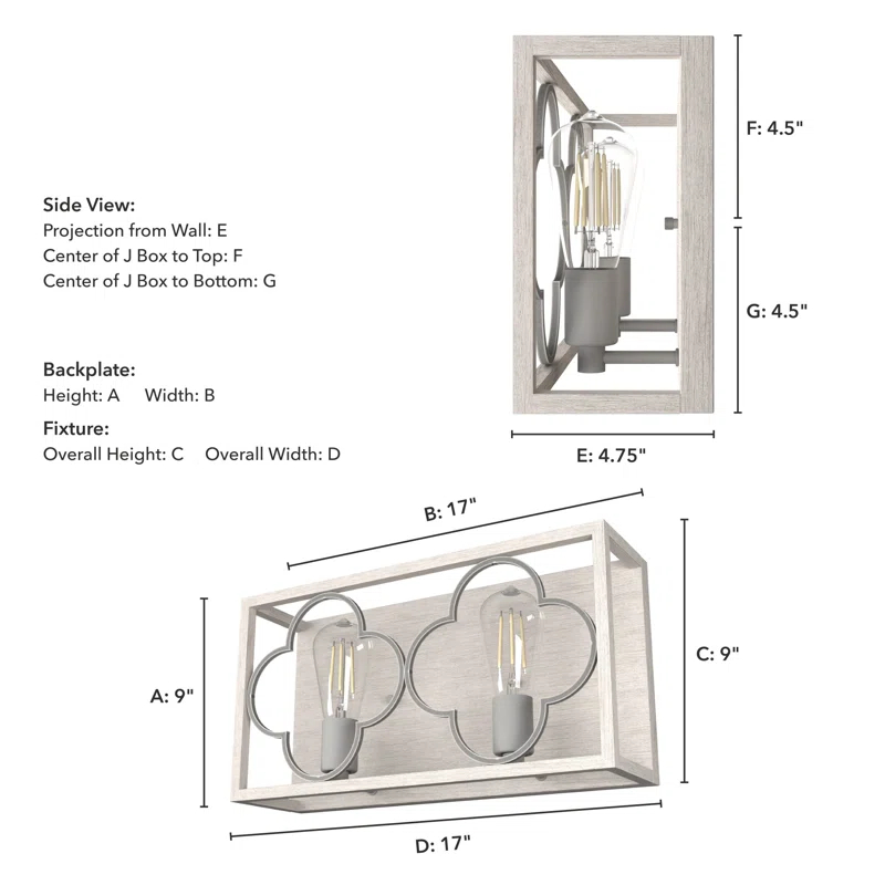 Hunter Fan Gablecrest 2 Light Flush Mount Bathroom Vanity Light Fixture