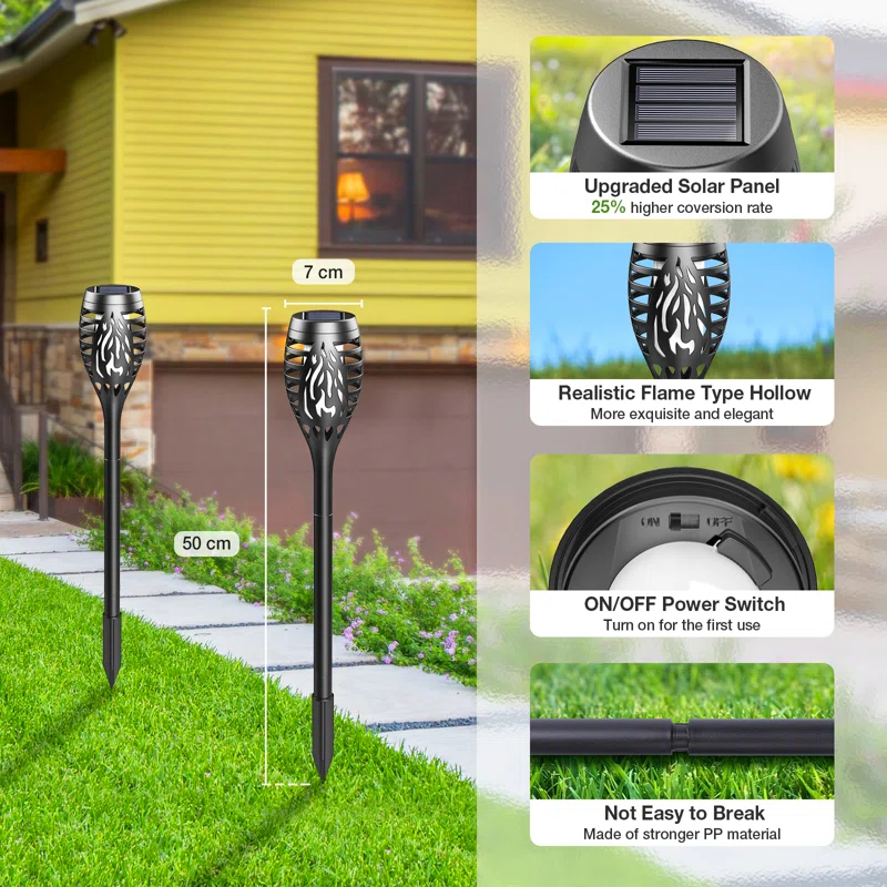 KOOPER Halloween Solar Outdoor Lights with Flickering Flame Light Pack (Set of 10)