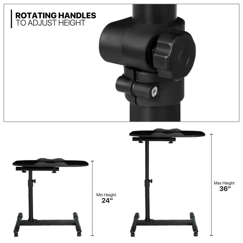 Adjustable Standing Desk Laptop Cart Tray Stand Mobile Rolling Tiltable Bedside Table