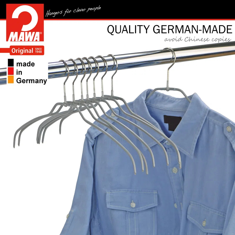 Mawa Metal Non-Slip Standard Hanger for Dress/Shirt/Sweater (Set of 20)