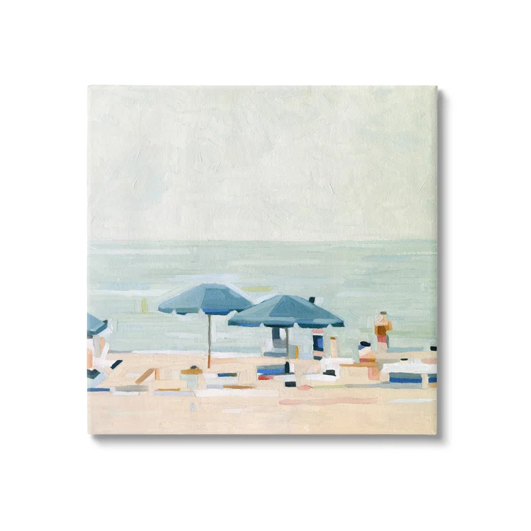 Stupell Industries Au-414-Canvas " Modern Summer Coast Beach Day " by Emma Scarvey Painting Print