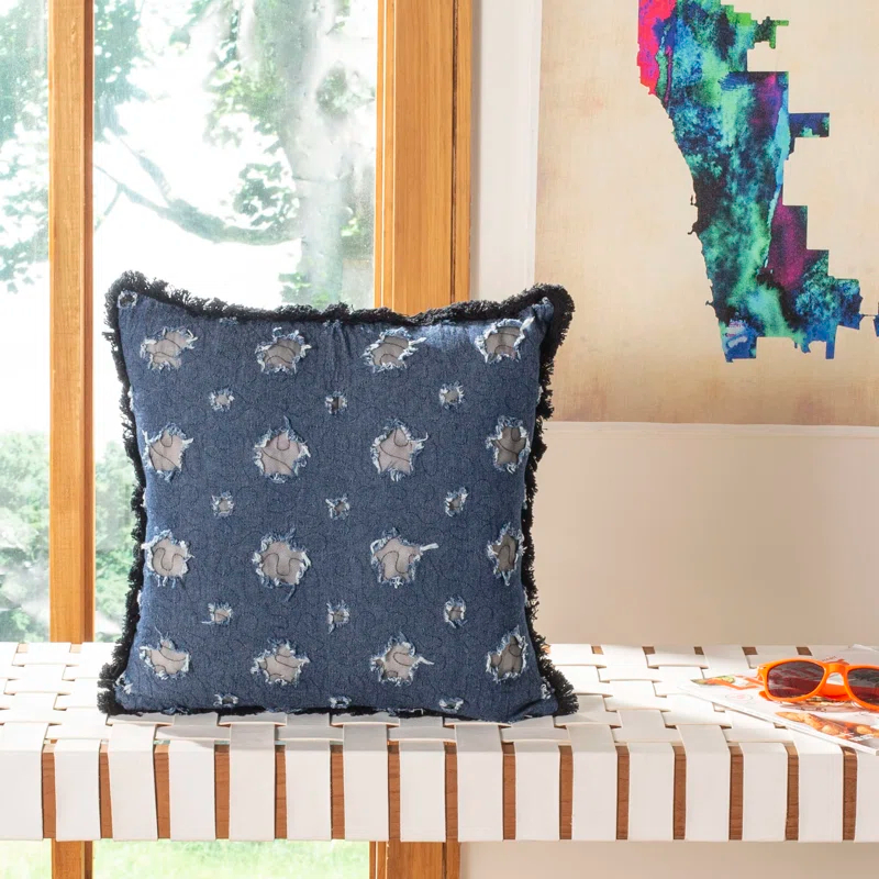 Fringed Reversible Throw Pillow