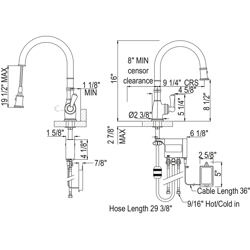 Perrin & Rowe U.4734PN-2 Georgian Era Pull-Down Touchless Kitchen Faucet