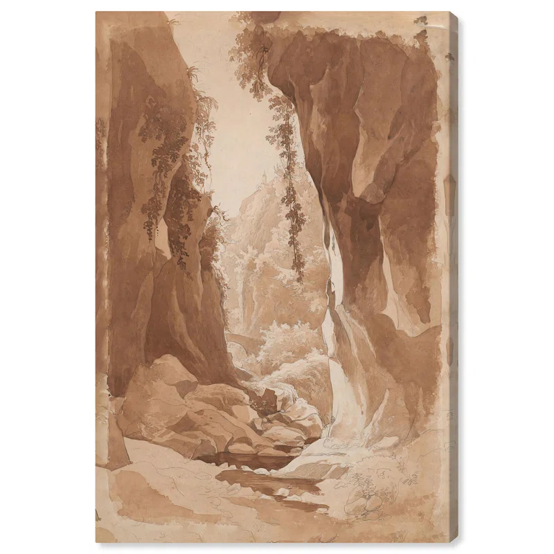 Art Remedy Cliffs Overhanging a River Canvas Vintage Landscape Art by Art Remedy