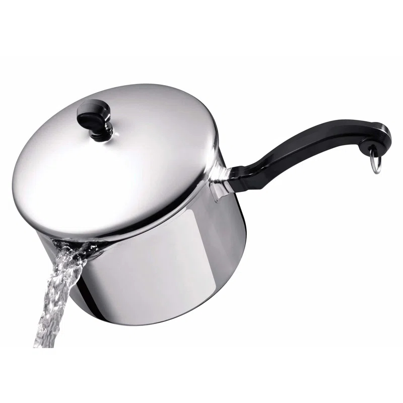Farberware Classic Stainless Steel Straining Saucepan with Lid, 1-Quart