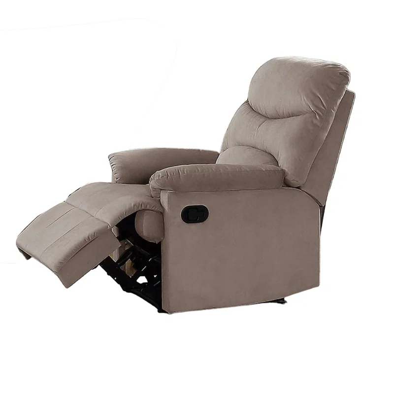 Benjara Karry Manual Recliner Chair, Cushioned Velvet, Solid Wood