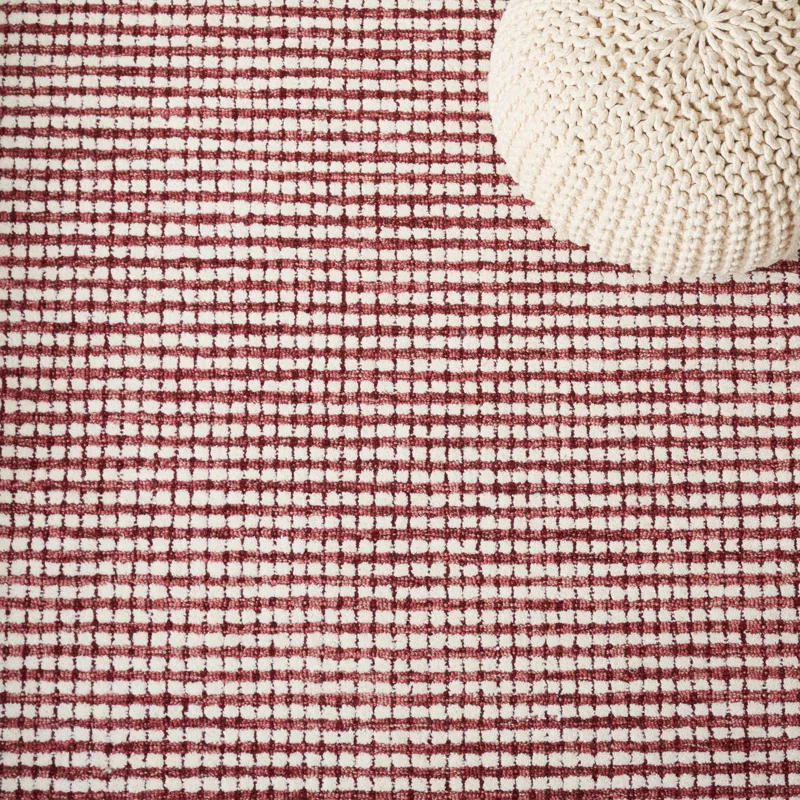 Abstract Hand Tufted Wool Checkered Rug