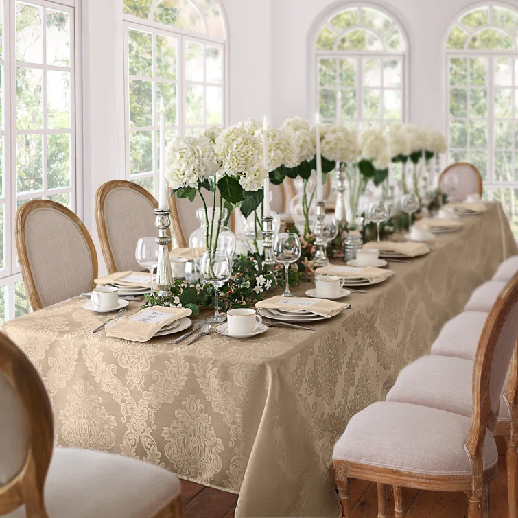 Ophelia & Co. Burchfield Solid Floral Jacquard Damask Polyester Tablecloth