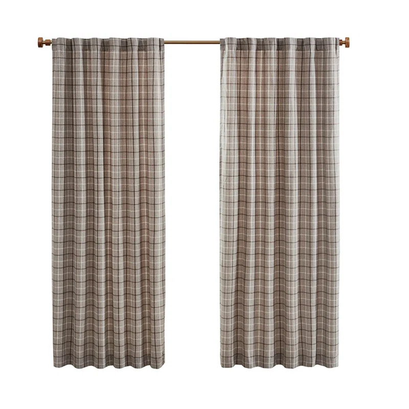 Anaheim Woven Plaid Room Darkening Thermal Fleece Lined Single Curtain Panel