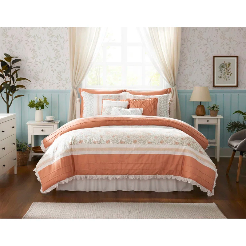 Madison Park Dawn 9 Piece Cotton Percale Comforter Set