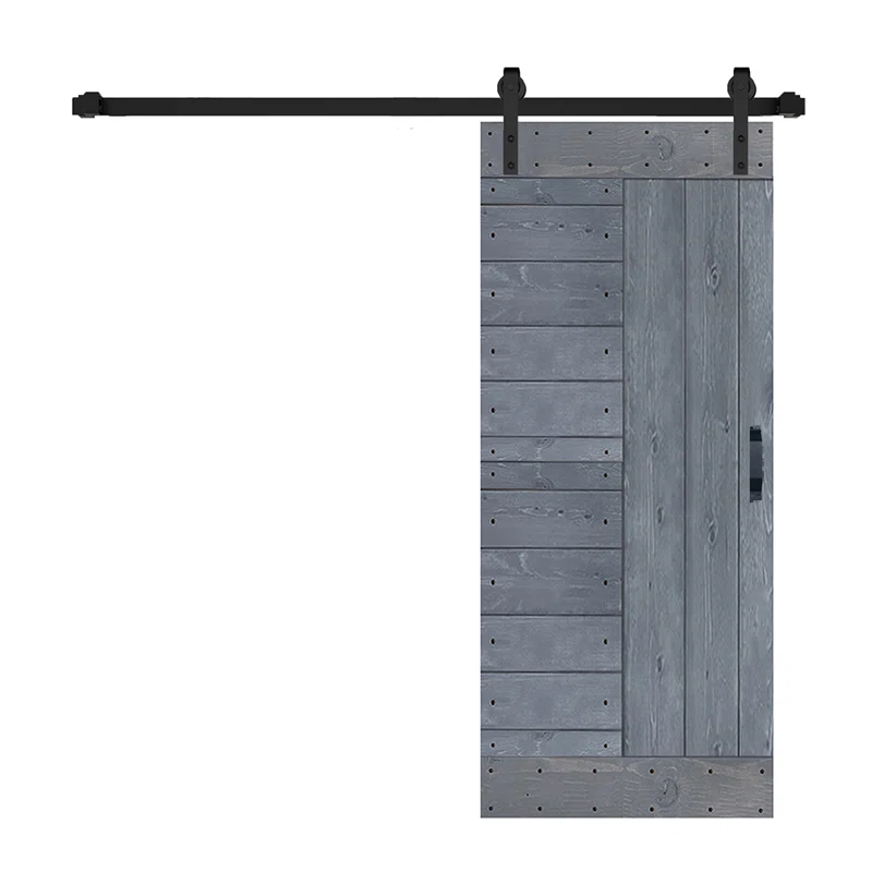 IsLife L Series Paneled Solid Wood Sliding Barn Door with Installation Hardware Kit -Assembly Needed