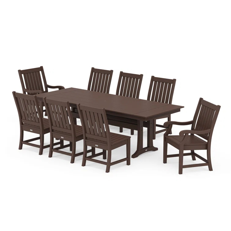 Oxford 9-Piece Farmhouse Dining Set with Trestle Legs