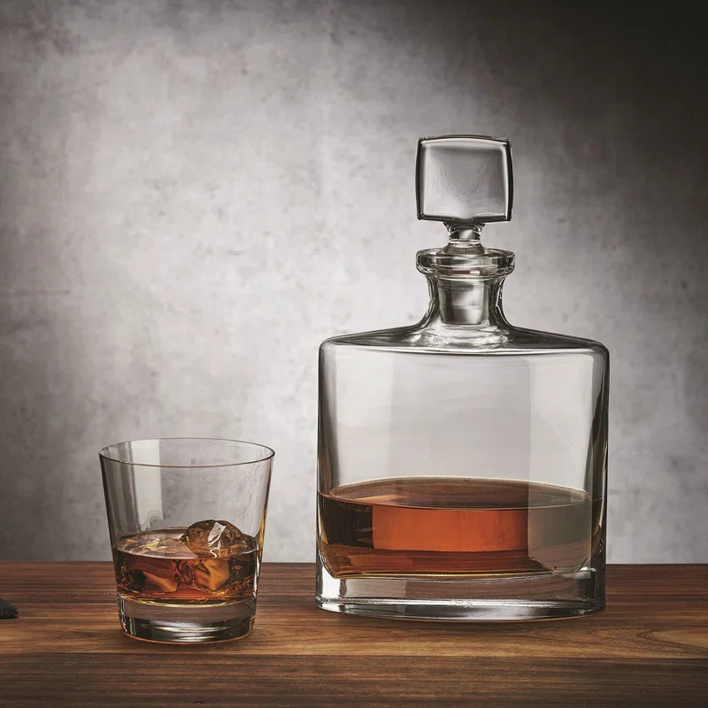 Nude Square & Rocks V 3 Piece Whiskey Decanter Set