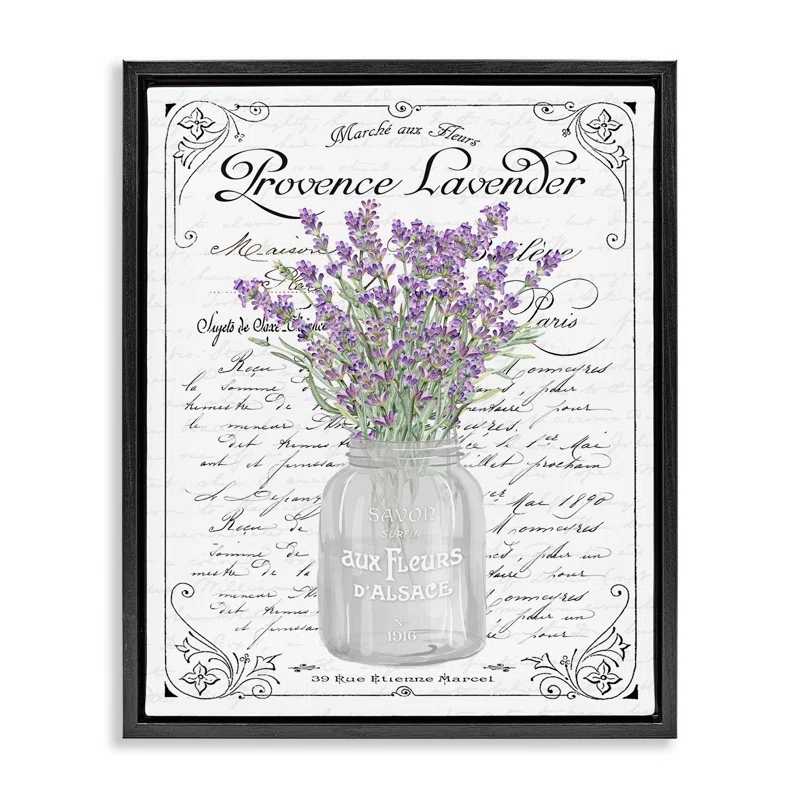 " Lavender Sprigs Bouquet Ornate French Script Motif " by Lettered And Lined