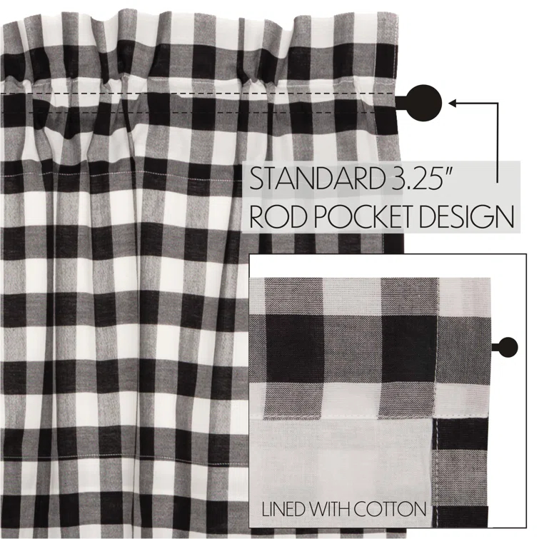 VHC Brands Annie Buffalo Check Plaid Cotton Tailored Window Valance