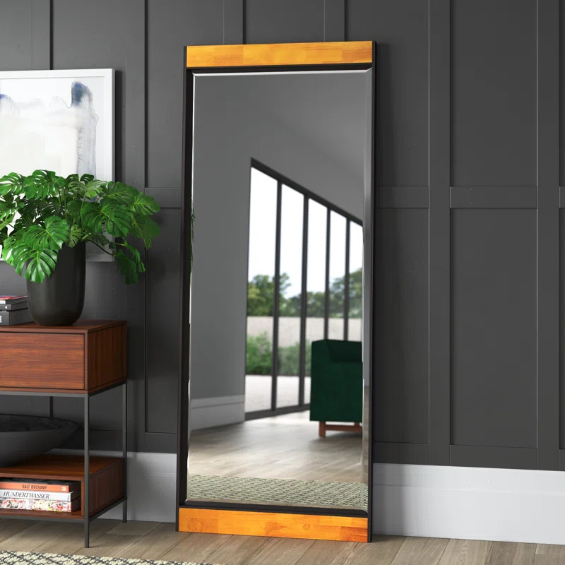 Mercury Row® Cliveden Rectangular Wood & Metal Industrial Floor Mirror